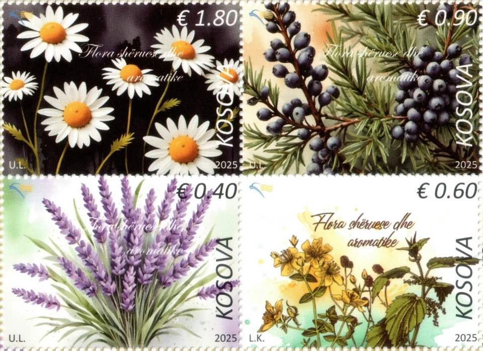 Estampillas de Kosovo 2025. Flora y flores curativas y aromáticas. Set MNH Foto 1 de 1