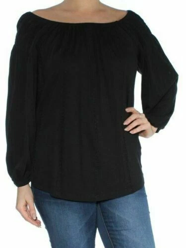 Lauren Ralph Lauren Womens Black Smocked Casual Top Shirt S BHFO 6432