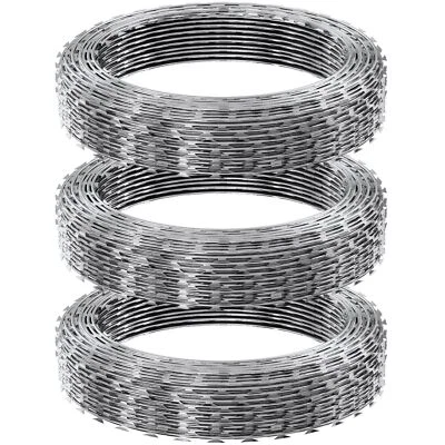 Razor Wires 147ft Razor Wire 3-Roll Double Spiral Galvanized for Garden - Image 1 of 4