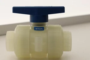 PLAST-O-MATIC MBV075VT-PP Ball Valve, True Union, Viton Seal, Polypro 3/4” NPT - Picture 1 of 8
