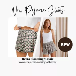 Retro Blooming Mosaic Women's Pajama Shorts – Comfy Sleepwear Bottoms by RFW - Picture 1 of 48