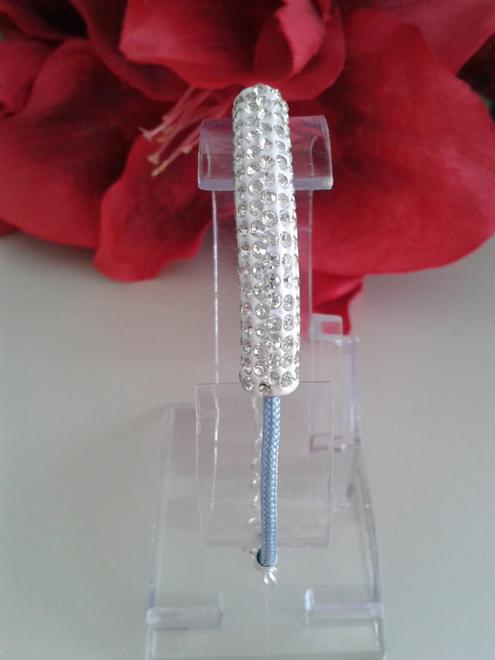 Schmuck Armband Kordel Armband hellblau mit Strass Long Slider Perle  18  + 4 cm - Bild 1 von 4