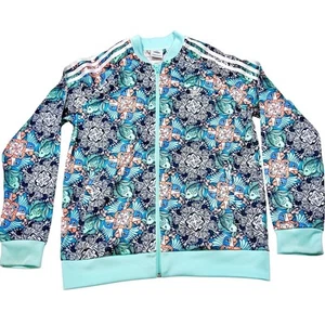 Adidas Zoo Print Track Jacket Youth Large Multicolor Zebra Fish Parrots Used - Picture 1 of 8