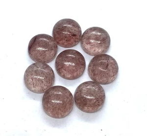 Round Flat Back AAA Pink Strawberry Quartz Loose Gemstone For Making All Jewelry - Picture 1 of 17