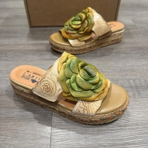 Spring Step L’Artiste Balharbour Platform Leather Flower Sandals Size 36 - Picture 1 of 14