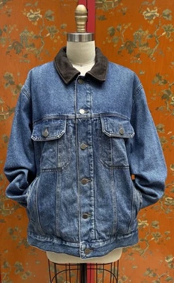 CHAQUETA WOOLRICH Para Hombres Denim Trucker Mediana Forro de Vellón a Rayas Cuello de Cuero Foto 1 de 4