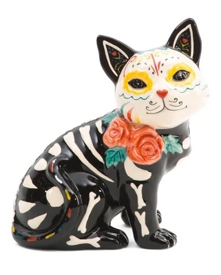 Blue Sky Clayworks Dia de Los Muertos Ceramic Pottery Cat Kitty NEW 8.5 inch