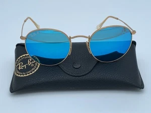 Ray-Ban RB3447 Round Metal Sonnenbrille, goldenes Gestell, klassische blaue Gläser, 50... - Bild 1 von 12