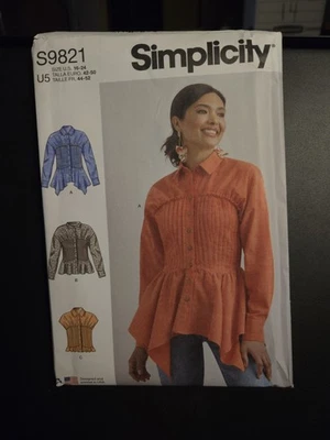 Simplicity Pattern S9821 Misses' Blouses Sophisticated Silhouette Shirt 16-24 - Image 1 of 3