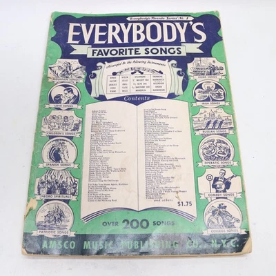 Everybody's Favorite Songs Piano Voice Songbook 1933 AMSCO Music - Image 1 of 4