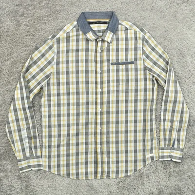 Sean John 男式 XL 纽扣衬衫长袖格子多色口袋格子棉 — 第 1/4 张图片