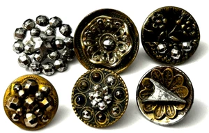 Small Antique Victorian Steel Cut Buttons Set of 6 #4908 - Picture 1 of 2