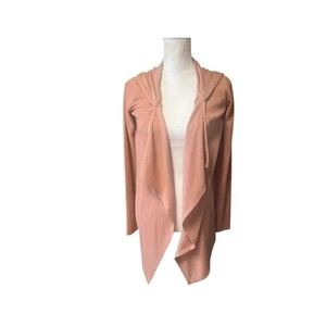Felpa cardigan maglia waffle drappeggio aperto davanti logo Lori Goldstein 1X - Foto 1 di 5