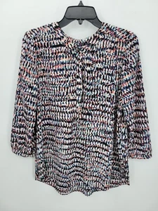 NYDJ Top Damen Medium Bunt Abstrakt Langarm Artsy Boho Bauern Bluse - Bild 1 von 8