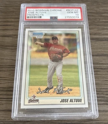 2010 年 Bowman Chrome - Prospects Astros Jose Altuve #BCP137 (RC) PSA GEM MT 10 — 第 1/2 张图片