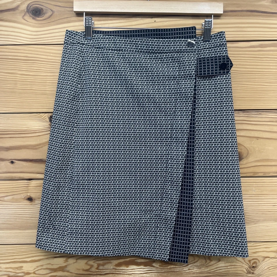 Worth New York Skirt 2 Black White Artsy Asymmetrical Kilt Zip Up Work B189 - Image 1 of 4