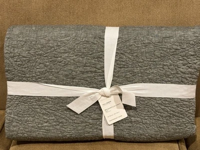 Edredón Pottery Barn de lino con puntada floral lino belga completo/reina verde oscuro NUEVO Foto 1 de 3