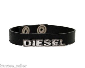 Diesel Brand Designer Apliq Vintage Logo Fashion Italian Leather Bracelet Cuff
