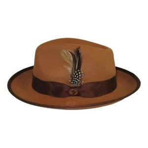 Hombres Sombrero BENTLY Lana Australiana Colección Fedora Brooks BR722 Marrón Camel - Imagen 1 de 7
