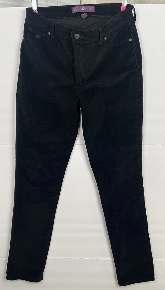 Gloria Vanderbilt Women's 10 LONG Classic Stretch black Corduroy Pants Grunge - Image 1 of 4
