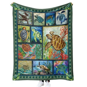 Marine Animal  Flannel  Blanket Digital Printed Gift Soft Comfortable - Picture 1 of 33