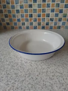TRAJE PLATO PASTEL ESMALTE CAMPING 18CM DIAM 4.5CM ALTO PARACHOQUES COSECHA BORDE AZUL CHINA - Imagen 1 de 3