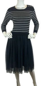 NEW ModCloth Flaunt Where You Want Twofer Sweater Dress Tulle Black White Sz S - Picture 1 of 8