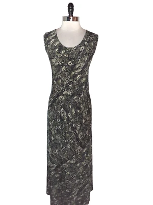 JESSICA LONDON Plus Size 22W Maxi Dress Black Beige Green Animal Print Stretch - Image 1 of 4