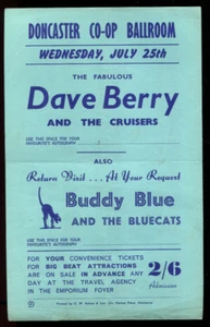 original UK 60's Gig Flyer :  DAVE BERRY & THE CRUISERS / BUDDY BLUE & BLUECATS - Picture 1 of 2
