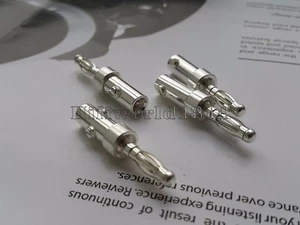 4x Copper Speaker Cable Banana Terminal Connector Plug Silver Plated  - Picture 1 of 6