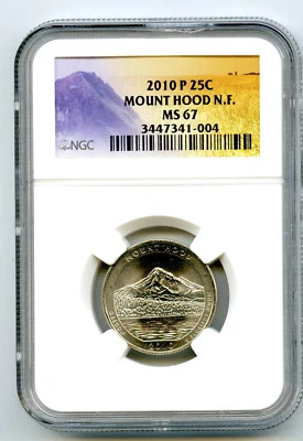 2010 P MT MOUNT HOOD QUARTER NGC MS67 BUSINESS STRIKE UNCIRCULATED US MINT - Image 1 of 2