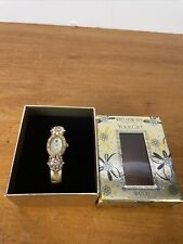 ELIZABETH TAYLOR WHITE DIAMONDS Floral Rhinestone Gold Watch New in Box