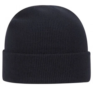 NEW NAVY BLUE CLASSIC KNIT PLAIN BLANK 12” WINTER CUFF BEANIE HAT CAP ONE SZ - Picture 1 of 1