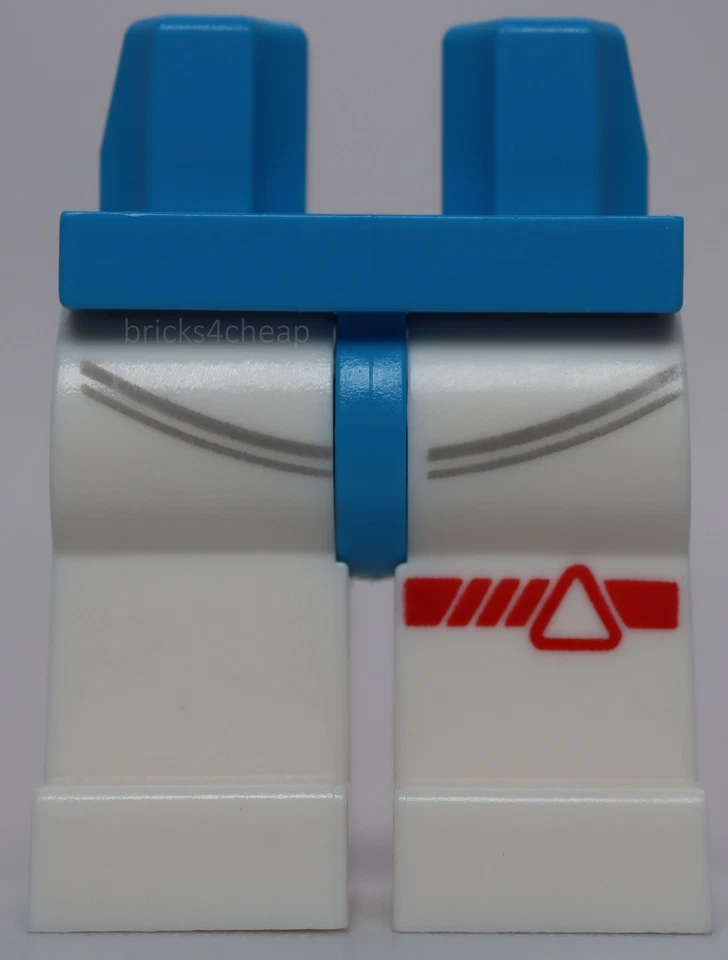 Lego Space Dark Azure Hips and White Legs Red Left Knee Strap with Triangle - Image 1 of 1
