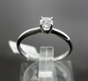 14K WG 0.25CT One Diamond Round Solitaire Engagement Ring Size 6.5 G/H SI Clarit - Picture 1 of 4
