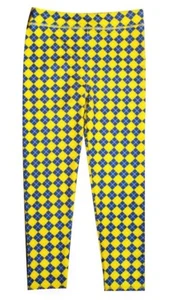 BSA CUB SCOUTS YOUTH GIRLS BLUE-YELLOW ARGYLE PRINT LEGGINGS NEW NWT SIZE 10 - Picture 1 of 4
