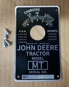 John Deere MT Serial Number Tag Plate