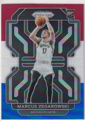 2021-22 PRIZMS RED WHITE BLUE RC MARCUS ZEGAROWSKI BROOKLYN NETS PRIZM JC-3151 - Image 1 of 2