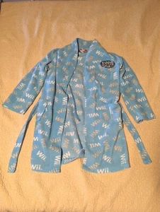 Nintendo Wii Childs Robe Video Game Fleece Blue Bathrobe Belted Kids Large 10/12 - Picture 1 of 6