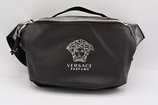 Versace Parfums Black Faux leather Cross Body Belt Bag Fanny Pack Purse MINT