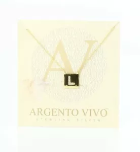 Argento Vivo 132608 Gold 'L' Cubic Zirconia Initial Pendant Necklace - Picture 1 of 1