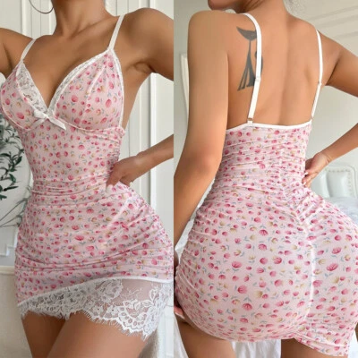 Sexy Women Floral Sleeveless Bodycon Clubwear See Through Short Mini Dress US - Image 1 of 4