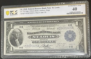 1918 $1 One Dollar Large Federal Reserve St Louis Bank Note -Fr#732- PCGS EF 40! - Picture 1 of 3