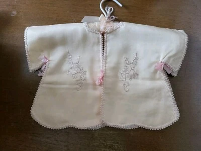 Jaqueta quimono vintage bordada à mão costurada à mão bebê pêssego capa - Imagem 1 de 4