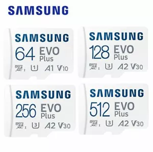 SAMSUNG 64GB 128GB 256GB 512GB Micro SD SDHC SDXC lot C10 EVO PLUS A2 130MB/s - Picture 1 of 19