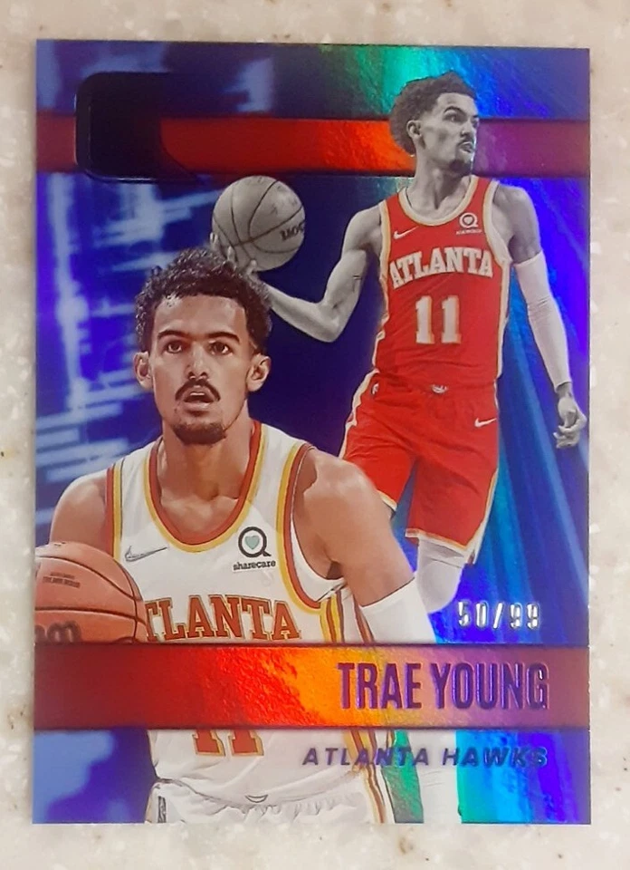2021-22 Panini Chronicles Essentials Basketball Blue Trae Young #50/99 - Image 1 of 1