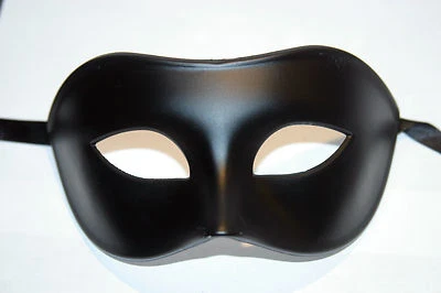  QUALITY MENS MIDNIGHT BLACK Venetian Masquerade Party Eye Carnival Mask  - Image 1 of 3