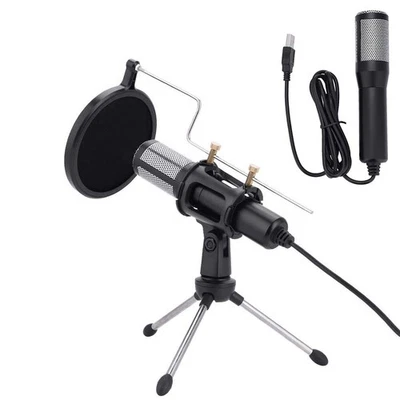 USB Plug Condenser Microphone With Tripod Stand For Game Chat Studio Recording⊹ - Image 1 of 4