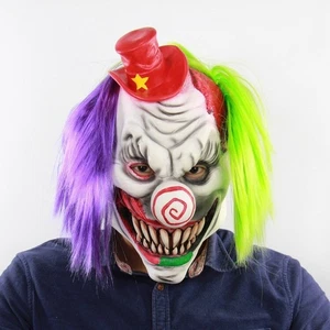Máscara de payaso de Halloween aterradora con disfraz para el cabello fiesta disfraces bromista psicópata - Imagen 1 de 4