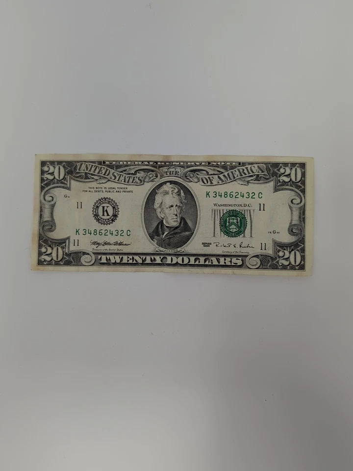 1995 $20 Twenty Dollar Vintage Federal Reserve Note Serial # K34862432C - Image 1 of 4